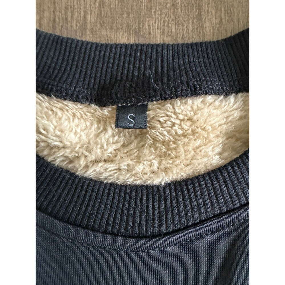 Cozy Black Zipper Teddy Bear Fur Lined Sweatshirt Pullover Size Small EUC - Picture 3 of 8